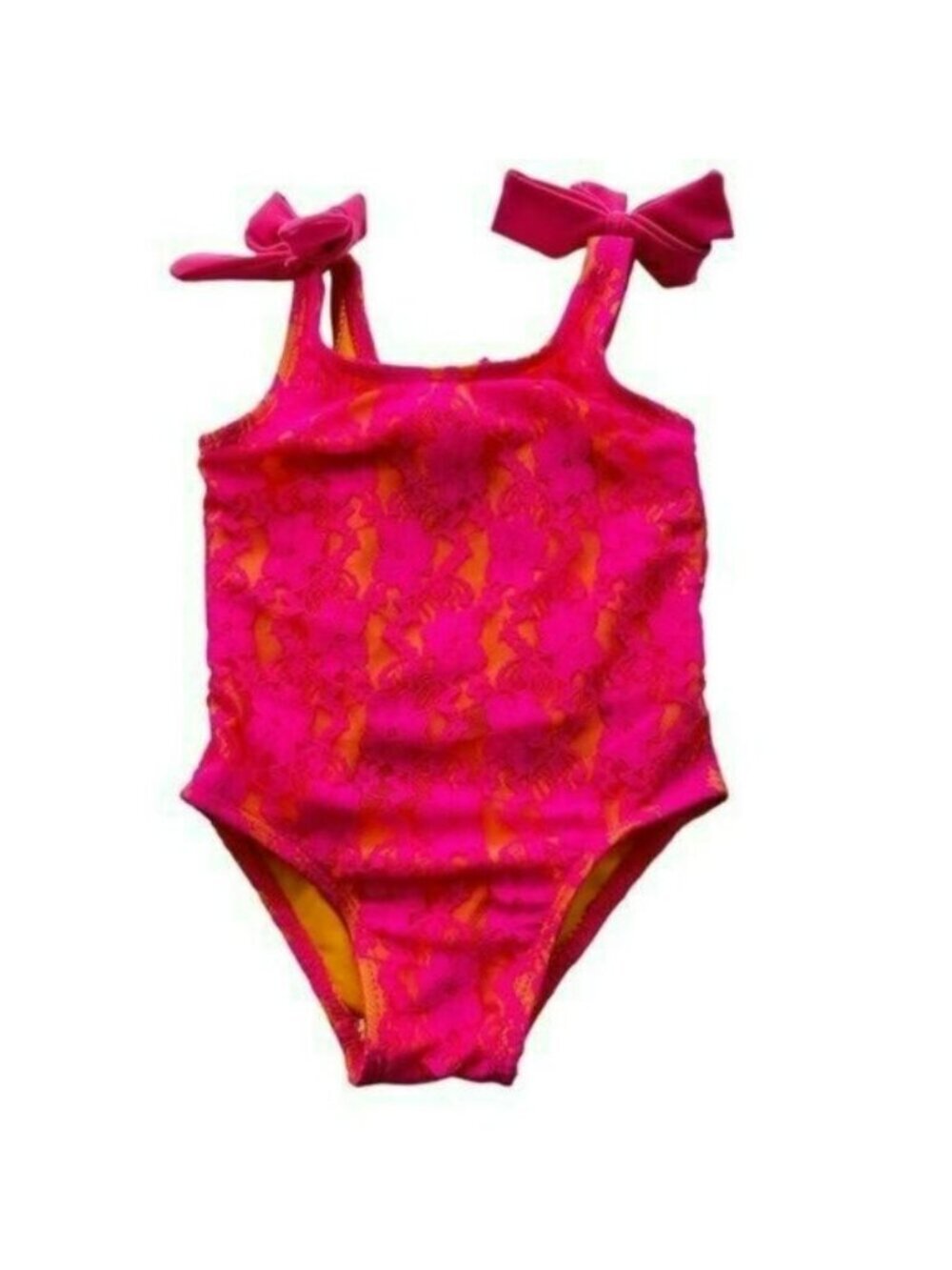 Sol Swim Toddler Girls Size 18 Months One Piece Pink Floral Lace Swimsuit
